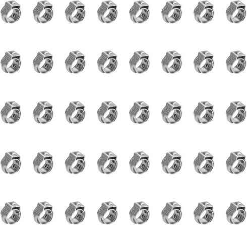 40 Pieces 6-7mm 304 Stainless Steel Single Ear Hose Clamps