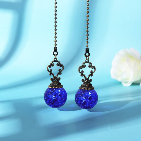 Ceiling Fan Pull Chains Crystal Light Fan Pull Chain Pendant with Blue Ice Cracked Ball Vintage Ceiling Fan Chain