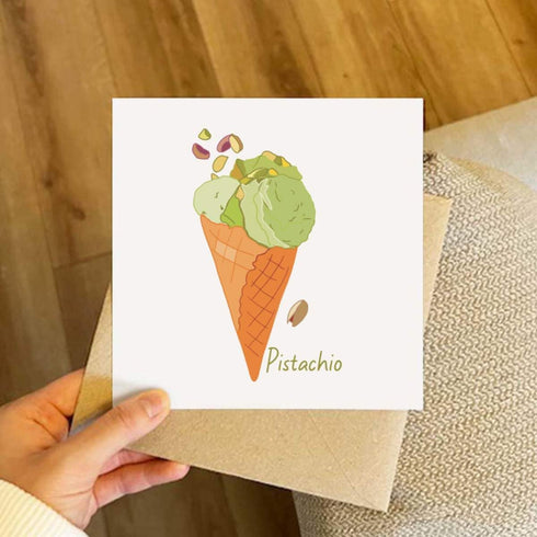 Azeeda (GC00080727) 'Pistachio Ice Cream Cone ' Blank Greeting Card