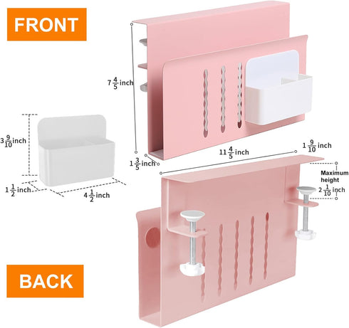 LUKETURE Desk Side Storage, Under Desk Storage, Steel Desk Hanging Organizer with Pen Holder, Laptop Holder, No Drill