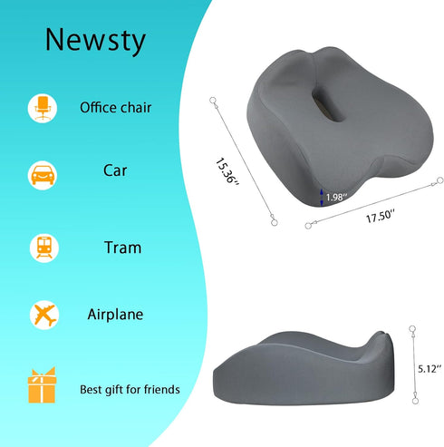 Tailbone Chair Seat Cushion, Memory Foam Cushions for Office Chair, Car Seat, Airplane, Relieving Pressure Sciatica