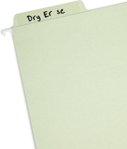 Smead Erasable FasTab Hanging File Folder, 1/3-Cut Built-in Tab, Letter Size, Moss, 20 per Box (64032)