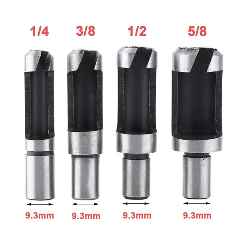 8Pcs Wood Plug Cutter Drill Bit Set, Carbon Steel Straight and Taper Claw, 5/8" 1/2" 3/8" 1/4"