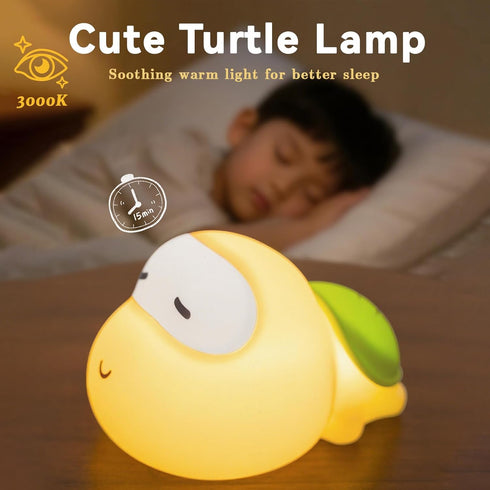 3 Big Head Turtle Night Light, Cute Anime Turtles Lamp with Timer, Levels Touch Dim Baby Night Light for Nursery