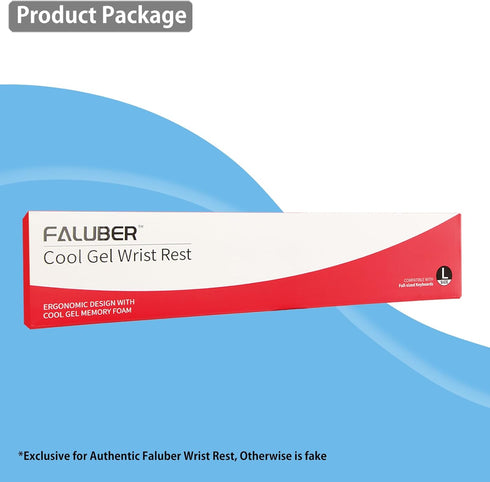 Faluber Cooling Gel Wrist Rest Pad - Full Size 18" Memory Foam Palm Rest with Non-Slip Footpad, Ergonomic Design