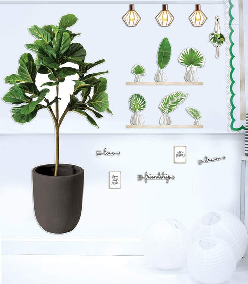 Schoolgirl Style Simply Boho Bulletin Board Set, Motivational Banners, Wreath, Word Accents, Plants, 26 pc