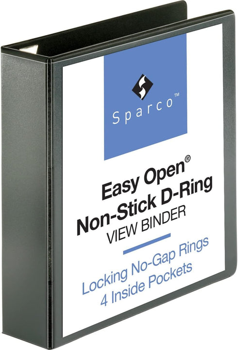 Sparco 26960 Locking D-Ring View Binder, 2-Inch Capacity, 11-Inch x 8-1/2-Inch, Black