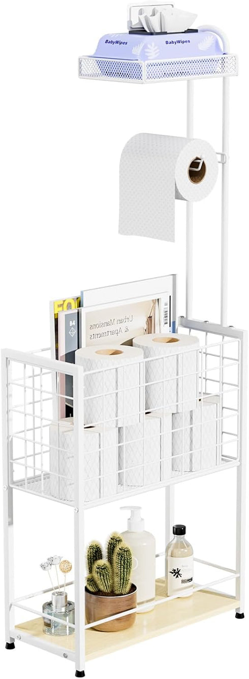 SWTYMIKI Freestanding Toilet Paper Holder - 4-Tier Free Standing Toilet Paper Holder
