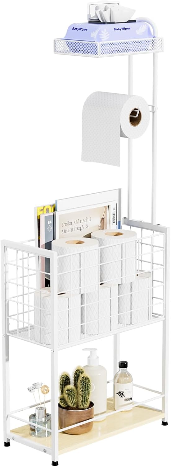 SWTYMIKI Freestanding Toilet Paper Holder - 4-Tier Free Standing Toilet Paper Holder