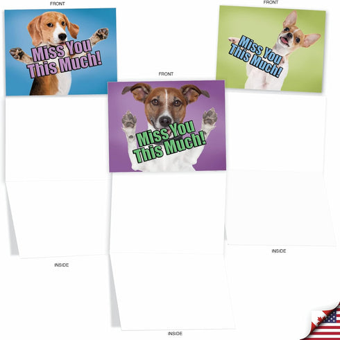 The Best Card Company - 10 Blank Assorted Notecards w/Envelopes, Boxed Greetings with Dogs