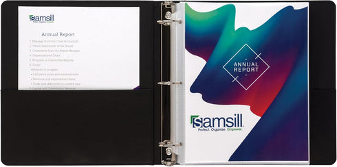 Samsill 1.5 Inch 3 Ring Binder, Black Leather with Contrast Stitching, 8.5 x 11 Inch, Notebook Binder, Portfolio