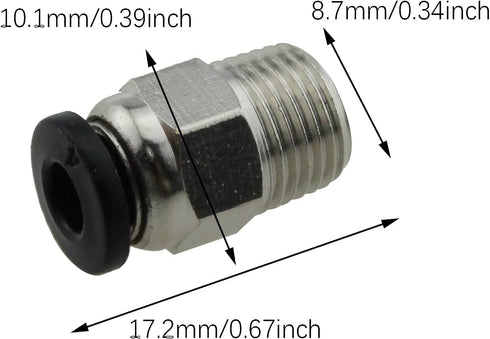 10PCS Pneumatic Fitting Push in Connector Black PC4-M10 Quick Release Fitting for 3D Printer Through Hole