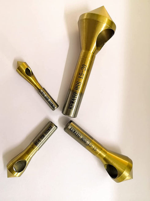 KEWAYO 4pcs Titanium Coated Countersink Chamfer Tool Deburring Tool Set Metal Wood Drill Bits Zhongbo Business