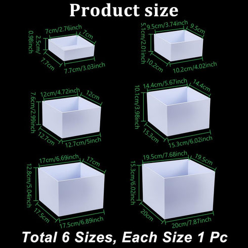 6Pcs Set Set 7.87x8.03 Inch UNICRAFTALE White Acrylic Riser Buffet Display Risers Square Cake Stand Nesting Dessert
