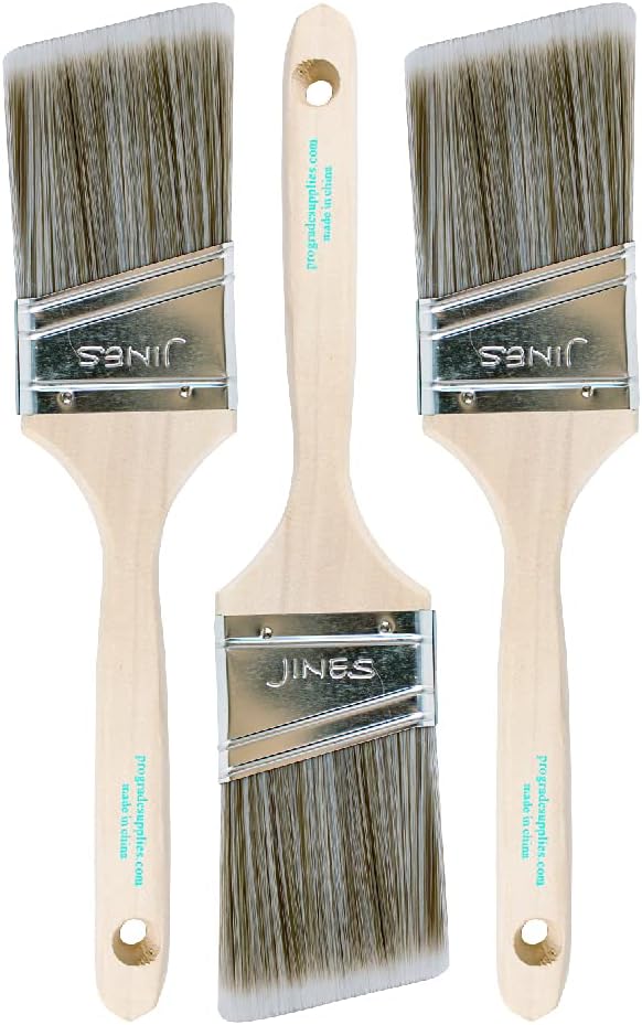 Vermeer Paint Brushes 3-Pack - 2.5" Angle Sash Brushes for All Latex and Oil Paints & Stains