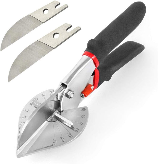 Multi Angle Miter Shear Cutter Hand Tools, 45-135 Degree Adjustable Angle Scissors, 2 Extra Spare Blades