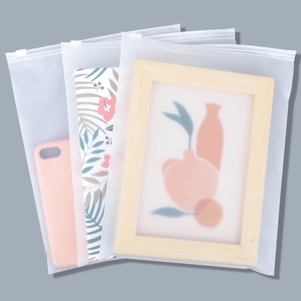 100 Pack Shipping Merchandise Bags, 8x10 inch Plastic Zipper Storage Bag for Packing Makeups, Toiletries, Resealable