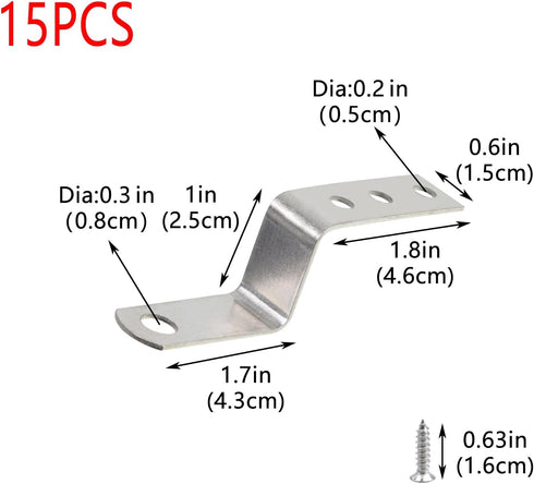 15PCS 3.2" 0.6" Geesatis Right Angle Z Shaped Corner Bracket with Mounting Screws for Furniture Shelf Iron X