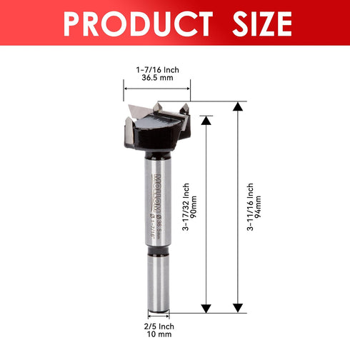 1-7/16" (36.5mm) Forstner Drill Bit for Precise Woodworking with Durable YG8 Carbide Thickness of 2.0mm,This Hinge Cutter Tool is Ideal for Hard Wood, Plastic, Plywood.