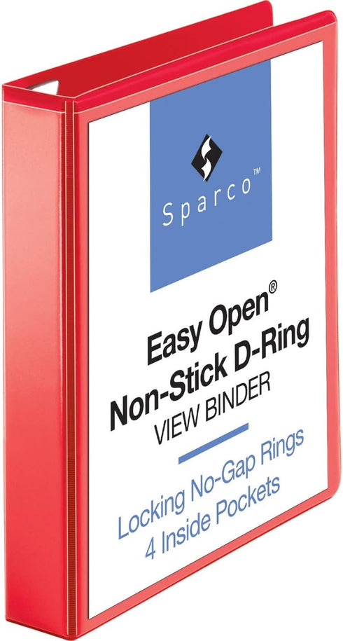 Sparco 26980 D-Ring View Binder, 1-1/2-Inch Capacity,11-Inch x8-1/2-Inch ,Red by Business Source