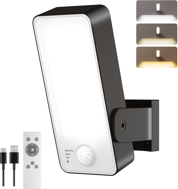 Motion Sensor Outdoor Light, 10000mAh Rechargeable Battery Operated Outdoor Light with Remote,