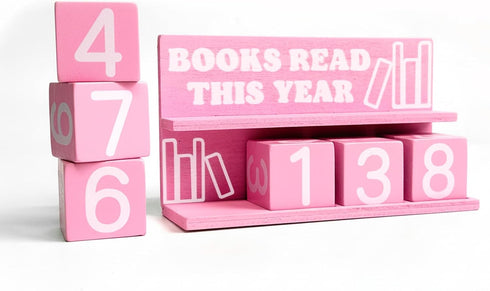 Books Read This Year Counter, Wooden Book Tracker for Reading Goal Display,