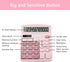 Office Calculators Desktop, 12-Digit Dual Power Cute Calculator with Large LCD Display Big Button for Office Home and School (Pink)
