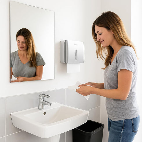 Commercial 200 Paper Towel Dispenser Wall Mount & Home Use ABS Matte Silver Gray with Window Holds C/Z/Multi-Fold