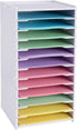SANFURNEY Cardstock Organizer, 12 Tier Scrapbook Paper Sorter for 6" x 6" Sheets, Desktop Holder, White