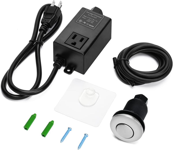 Garbage Disposal Air Switch Kit for SinkTop Waste Disposal, Stainless Steel Brushed Nickel Short Air Button