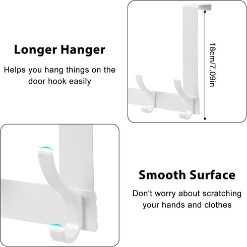 Over The Door Hooks, 2 Pack Hanger Hooks for Hanging, Towel Racks for Bathroom with 12 Coat Hooks