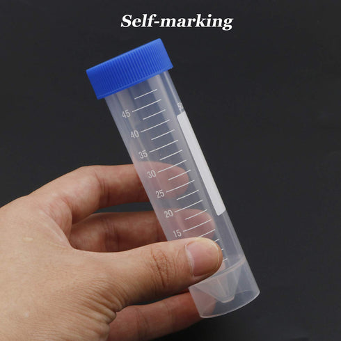 Kesell 50ml Polypropylene Screw Top Centrifuge Tube, Pack of 10 with Graduated Marks and Writing Area