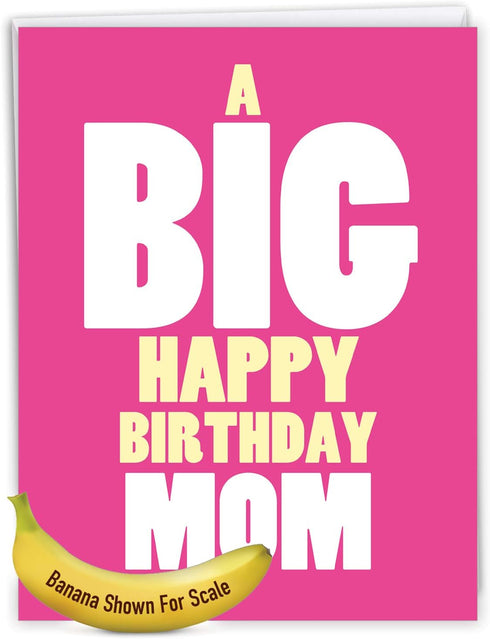NobleWorks - 1 Large Birthday Greeting Card (8.5 x 11 Inch) - Fun Bday Celebration, Big Happy Birthday Mom
