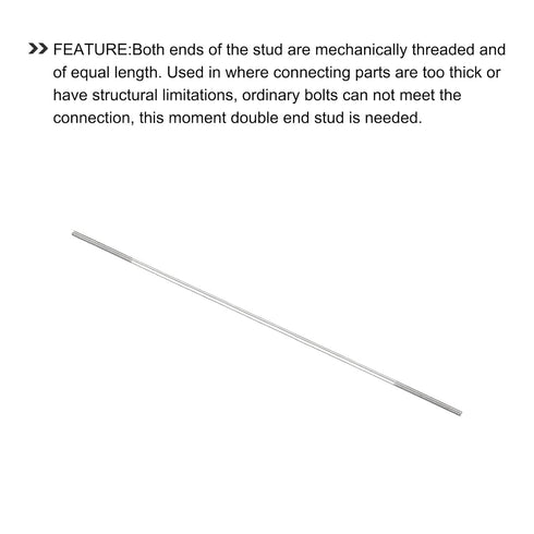 Double Ended Stud Screws (M3 Thread 160mm Length) 20pcs, 304 Stainless Steel Dual Threaded Rod Bolts