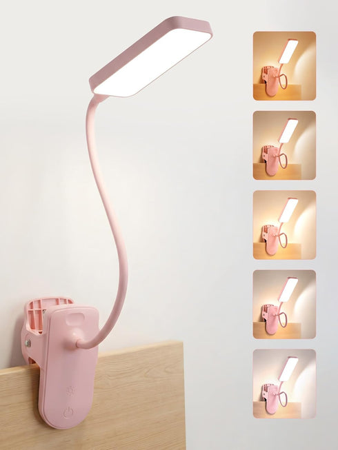 ReinHoo Pink Desk Lamp with Clamp Light,9 Brightness+5 Color Clip on Light,4000mAh Battery