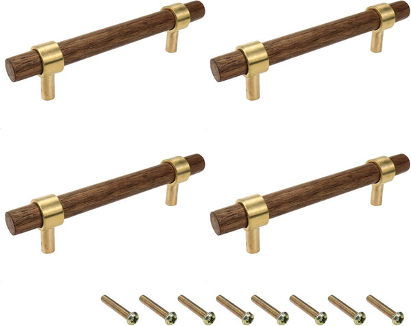 Drawer 5.51"/140mm Pulls Brass Walnut Kitchen Wardrobe Cabinet Hardware Pull Handle with