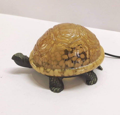 Brown Glass Turtle Night Light - Perfect for Study or Garden