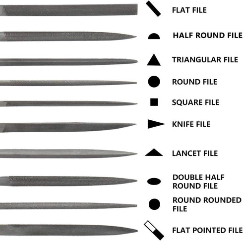 KALIM 10PCS Needle File Set, High Carbon Steel with Plastic Non-Slip Handle, 4mm Hand Tools for Wood, Plastic, Jewelry