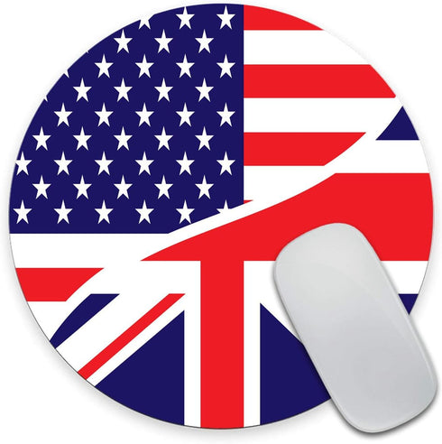 Gaming Mouse Pad Custom, USA American Flag and Union Jack British Flag Design Non-Slip Rubber Mousepad