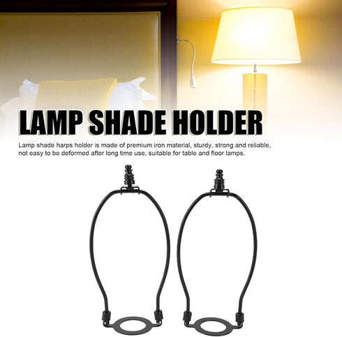 MUNEFE E26 (2Pcs) Lamp Shade Harps Holder, Lamp Harp Holder Kit, Metal Lampshades Holder with Light Base for Table