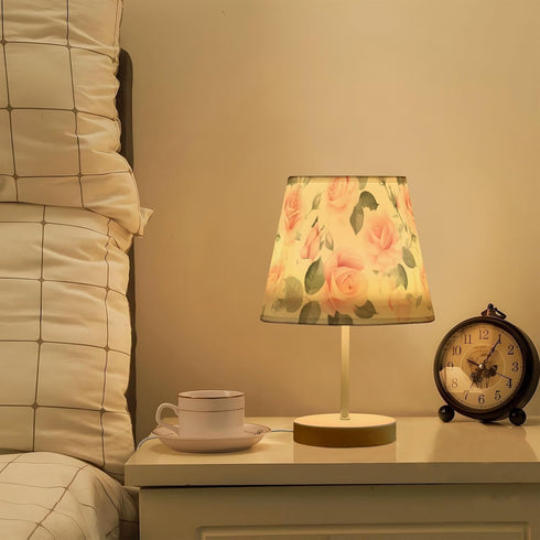 3 ALAZA Bedside Lamp Pink Rose Floral Roses Table Lamp for Bedroom Desk Lamp with USB Port LED Nightstand Color