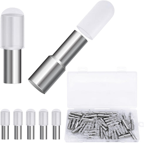Cerpourt 58 Pcs Shelf Pegs Pins,5mm 1/4 Inch Dual Diameter Metal Shelf Support