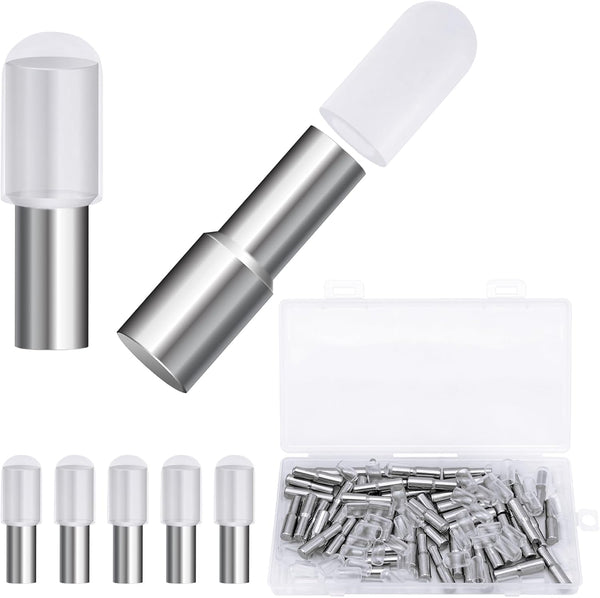 Cerpourt 58 Pcs Shelf Pegs Pins,5mm 1/4 Inch Dual Diameter Metal Shelf Support