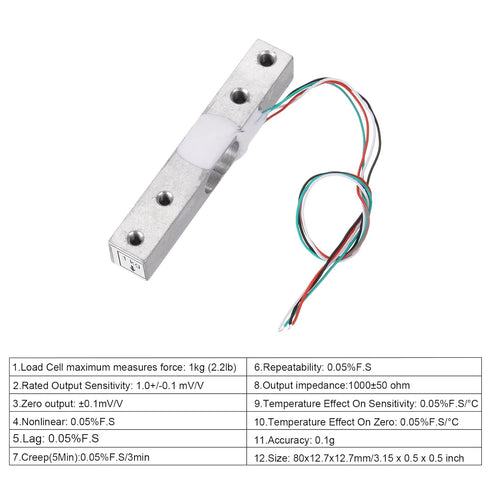 MECCANIXITY 4 Set Digital Load Cell Weight Sensor 1KG + HX711 Module, 24 Bit Precision A/D for DIY Kitchen Scale Kit