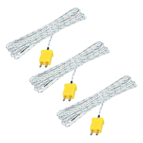 MECCANIXITY 3pcs K Type Thermocouple Mini Connector Probes, Fiberglass 16ft -50 to 400°C