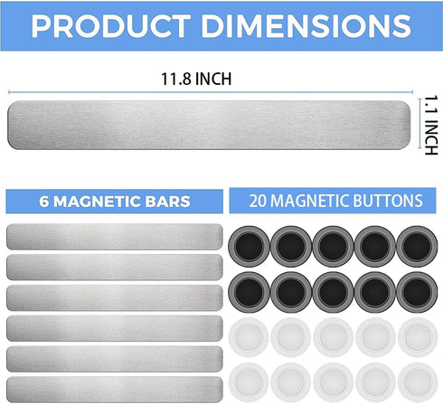 Magnet Bulletin Board 6 Pcs Metal Magnet Boards Frameless Magnetic Stainless Iron Board Strip Display Board with 20 pcs Magnet Memo Strip for Office Home School by CUNQN