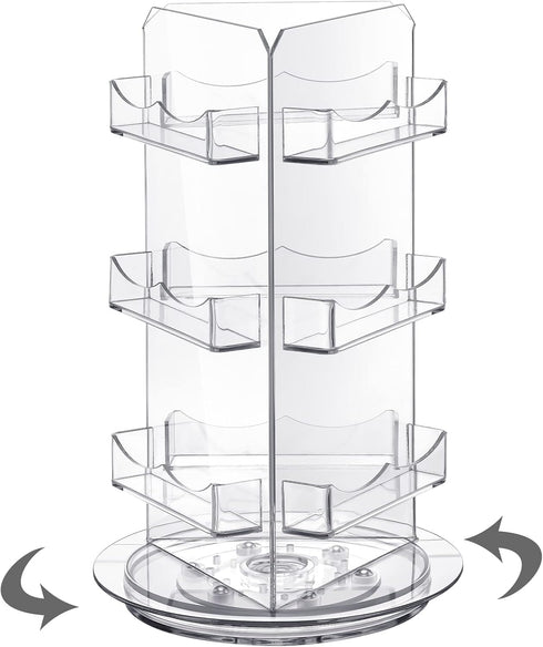 Spiareal Spinning Clear Business Card Holder, 3 Tier Rotating Display Stand for Appointment Cards, Acrylic Stand for