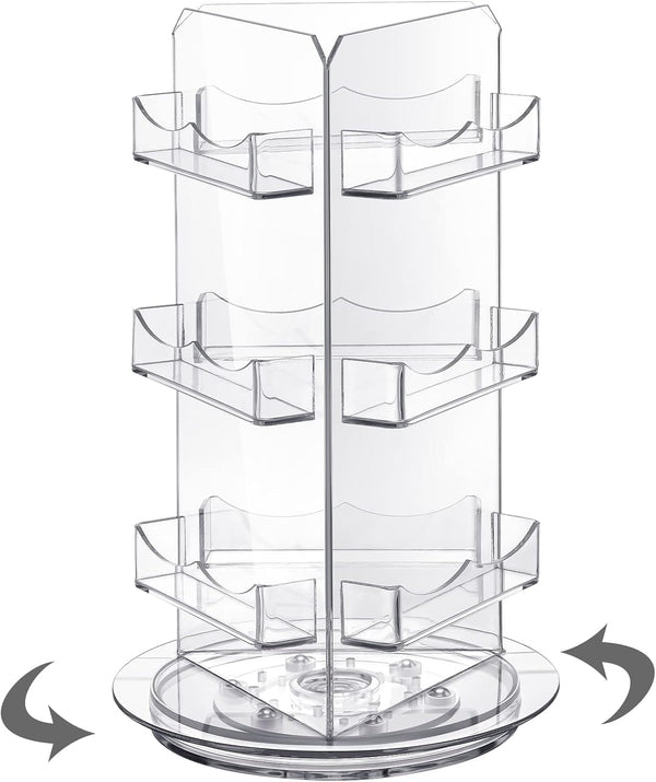Spiareal Spinning Clear Business Card Holder, 3 Tier Rotating Display Stand for Appointment Cards, Acrylic Stand for