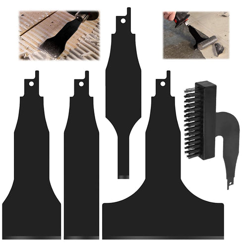5PCS Reciprocating Saw Spatula Brush Set, Electric Brush Shovel for Removing Rust and Dirt