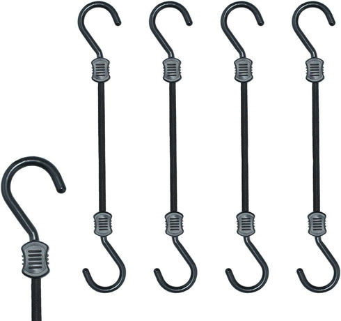 4 Pack Bungee Cords with Hooks, 24 Inch Heavy Duty Outdoor Bungee Cords, Black for Camping, Tarps, Bike Rack, Tent